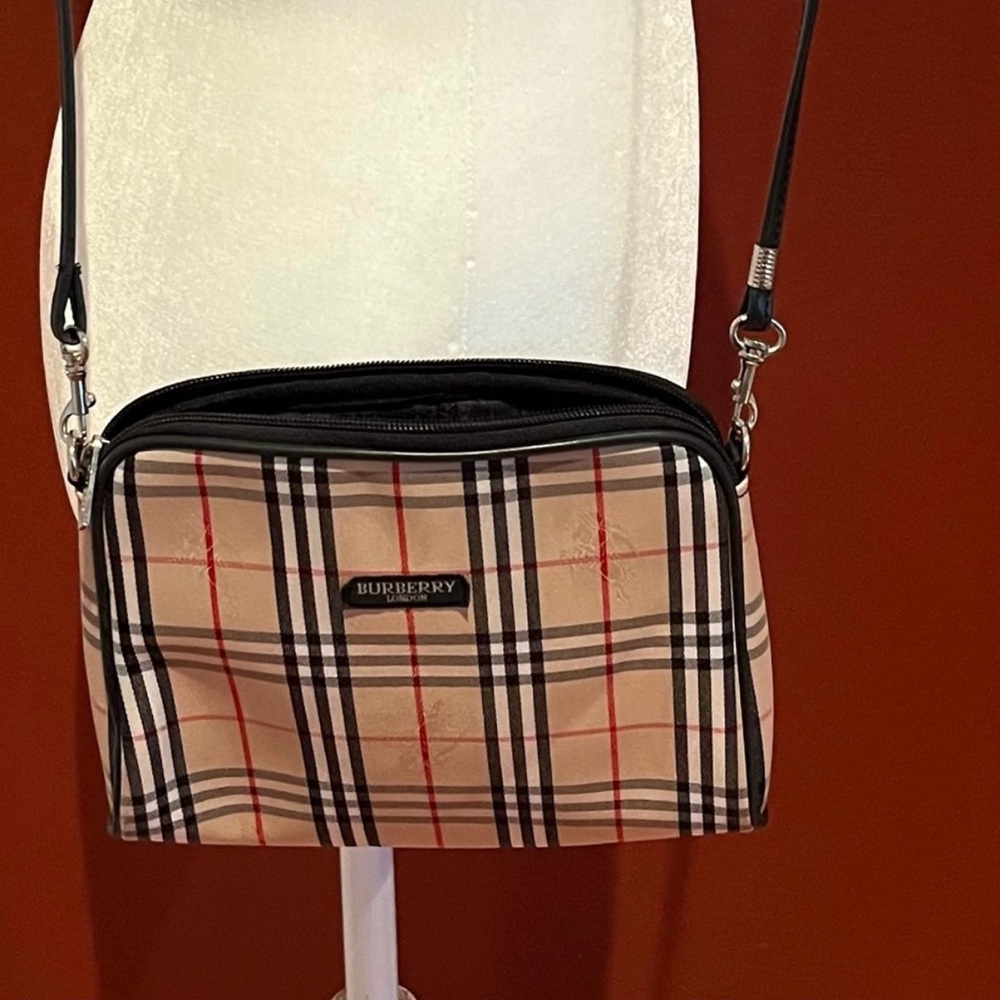 Burberry Tan and Black Crossbody Bag with Iconic Design